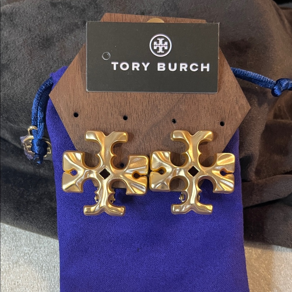 Gold Tone Tory Burch Clip On Earrings
